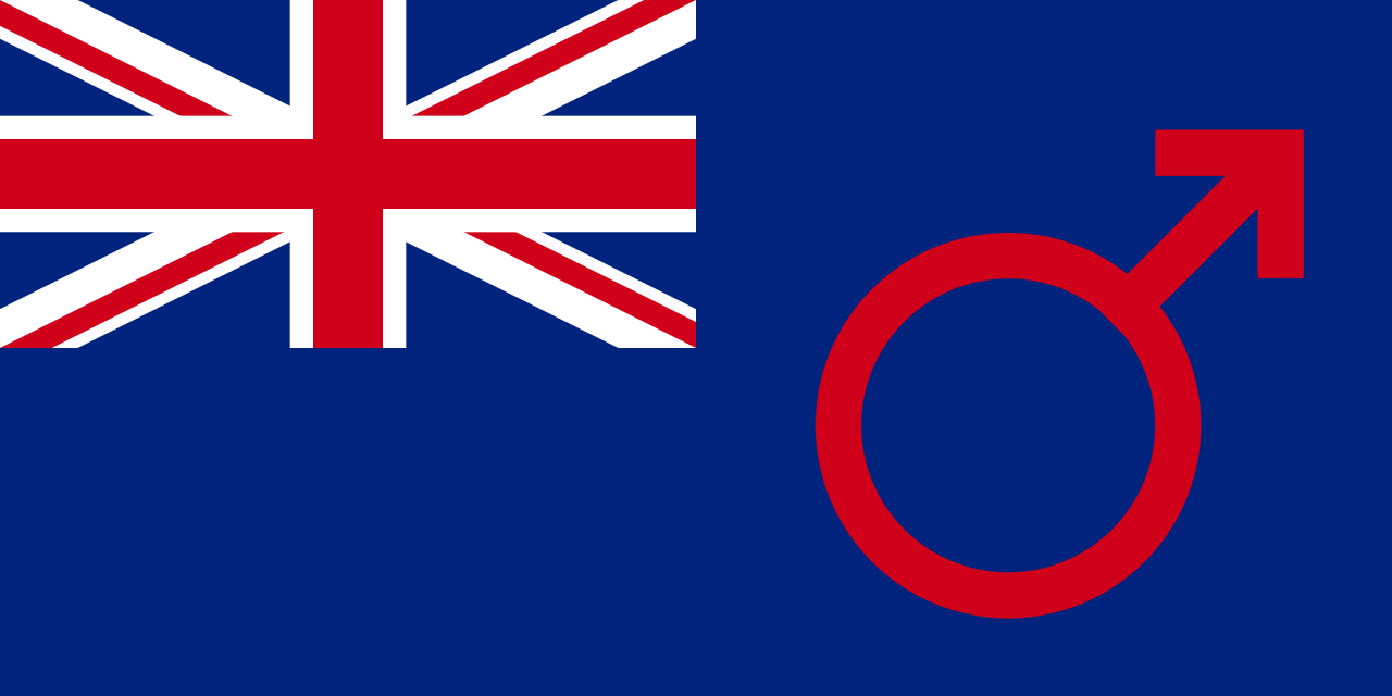 British Dominion of Mars Flag - a Blue Ensign defaced with a red Mars symbol